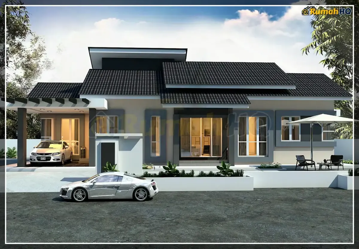 3D view of the RHQ-A4-01 four-bedroom single-storey bungalow