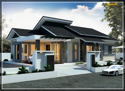 3D view 2 of 5, house RHQ-A4-01 — Bungalow · 1 storey · 4 bed · 3 bath