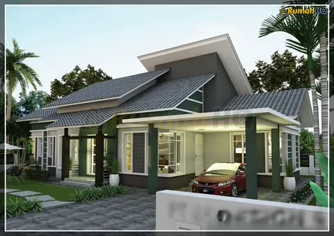 3D view 1 of 5, house RHQ-A4-02 — Bungalow · 1 storey · 4 bed · 3 bath