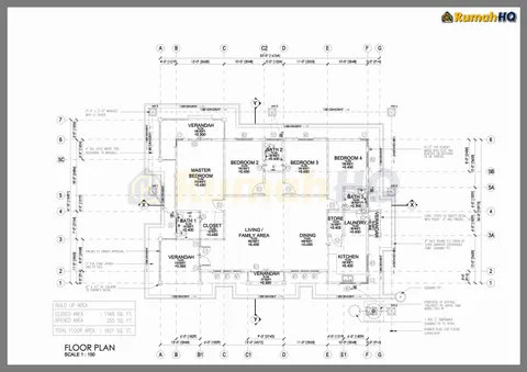 Technical drawing for house RHQ-A4-05, sheet 1 of 6