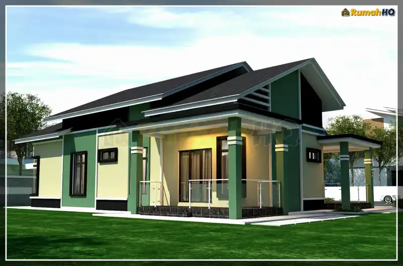 3D view of house RHQ-A4-05 — 1 storey, 1,821 sq ft, 4 bedrooms, 3 bathrooms