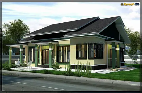 3D view 3 of 5, house RHQ-A4-05 — Bungalow · 1 storey · 4 bed · 3 bath