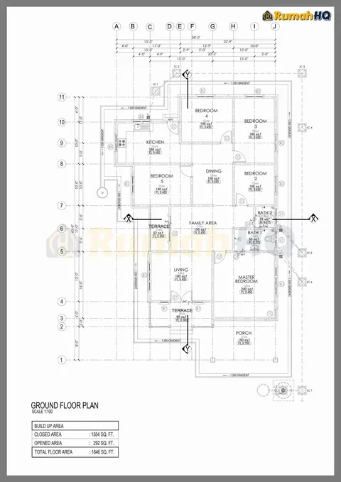 Technical drawing for house RHQ-A4-06, sheet 1 of 7