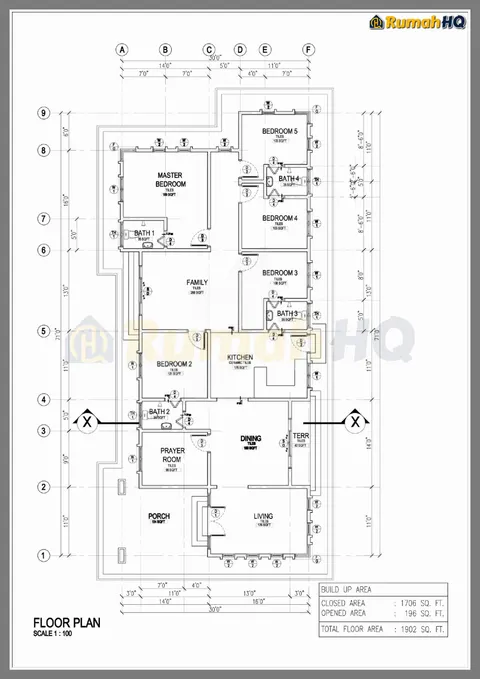 Technical drawing for house RHQ-A4-09, sheet 2 of 9