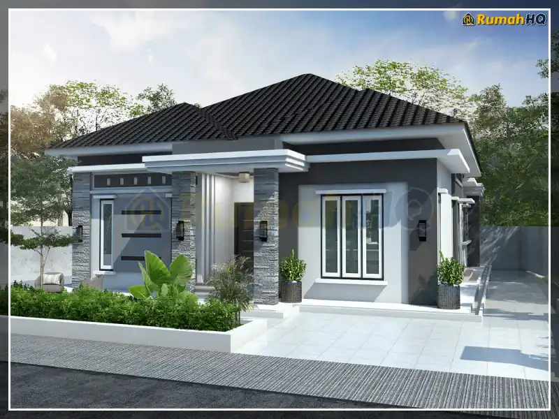 3D view of house RHQ-A5-03 — 1 storey, 1,985 sq ft, 4 bedrooms, 3 bathrooms