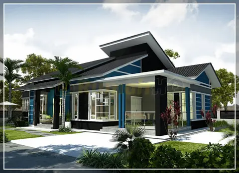 3D view 2 of 6, house RHQ-A5-04 — Bungalow · 1 storey · 4 bed · 4 bath