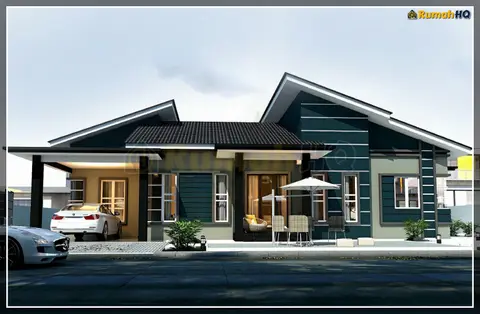 3D view 3 of 5, house RHQ-A5-05 — Bungalow · 1 storey · 4 bed · 3 bath