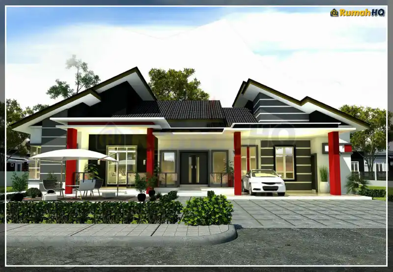 3D view of house RHQ-A5-07 — 1 storey, 2,219 sq ft, 4 bedrooms, 3 bathrooms