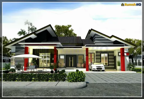 3D view 1 of 5, house RHQ-A5-07 — Bungalow · 1 storey · 4 bed · 3 bath