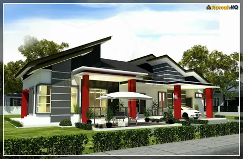 3D view 2 of 5, house RHQ-A5-07 — Bungalow · 1 storey · 4 bed · 3 bath