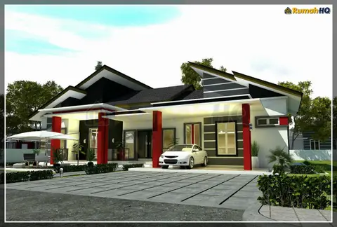 3D view 3 of 5, house RHQ-A5-07 — Bungalow · 1 storey · 4 bed · 3 bath