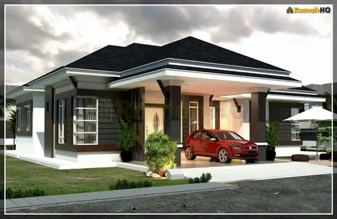 3D view 5 of 5, house RHQ-A5-08 — Bungalow · 1 storey · 4 bed · 4 bath