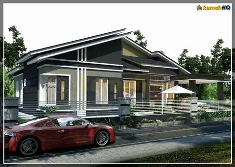 3D view 3 of 5, house RHQ-A5-09 — Bungalow · 1 storey · 4 bed · 4 bath
