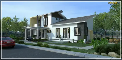 3D view 3 of 4, house RHQ-D1-01 — Bungalow · 2 storey · 4 bed · 3 bath