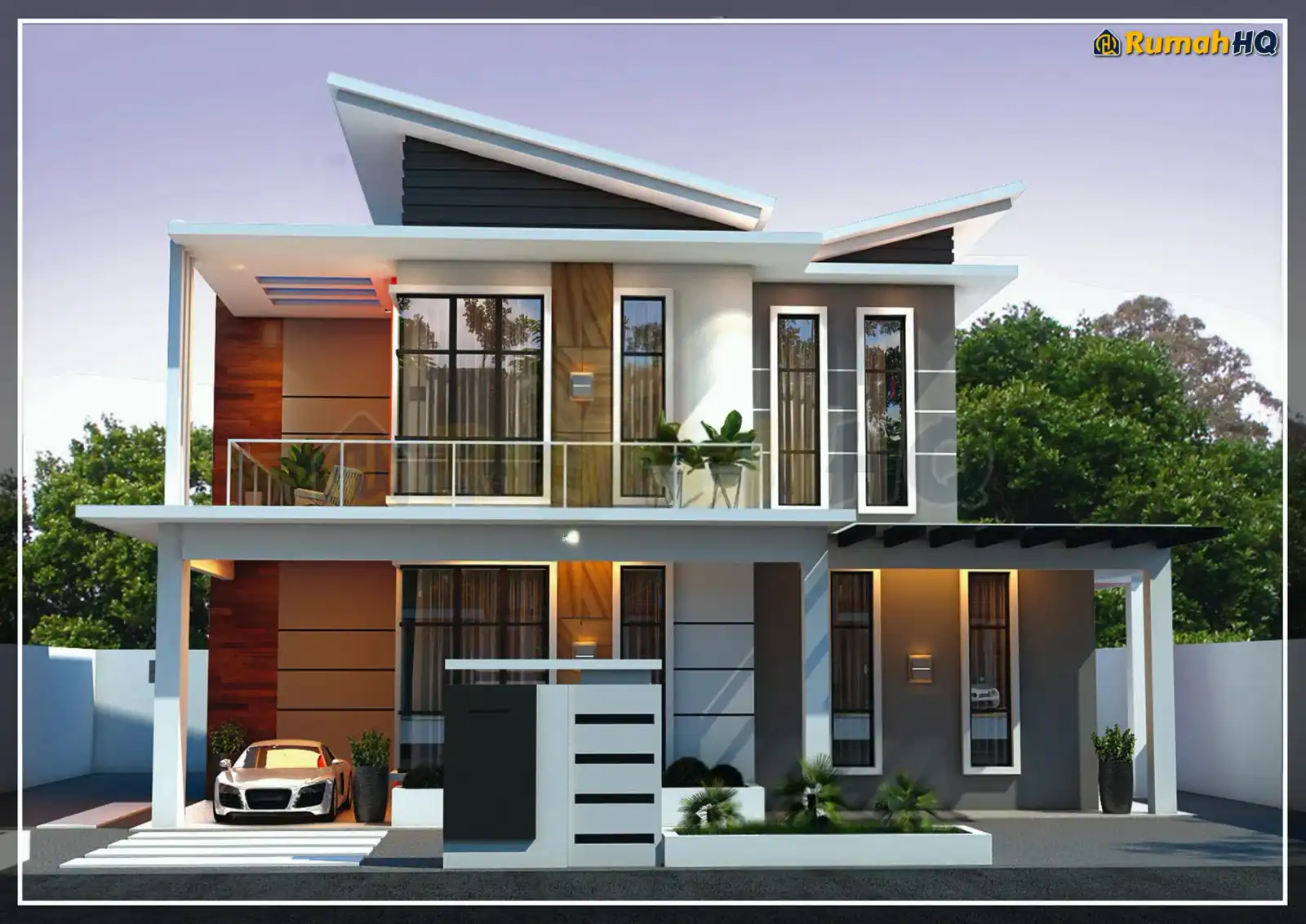 House design RHQ-D1-02, front 3D view — Bungalow · 2 storey · 4 bed · 4 bath