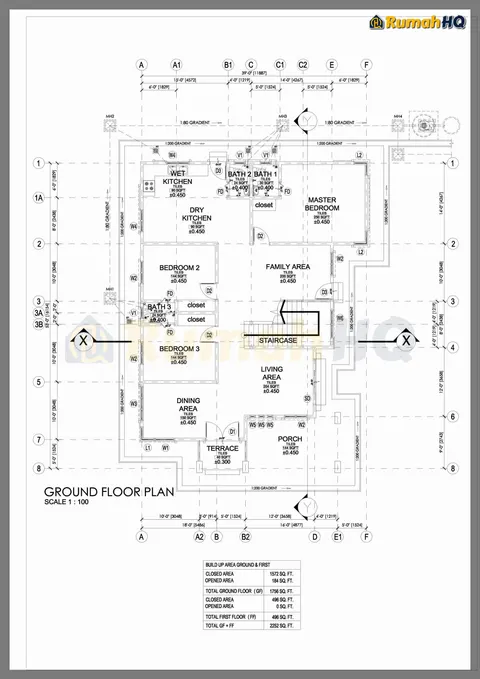 Technical drawing for house RHQ-D1-03, sheet 1 of 12