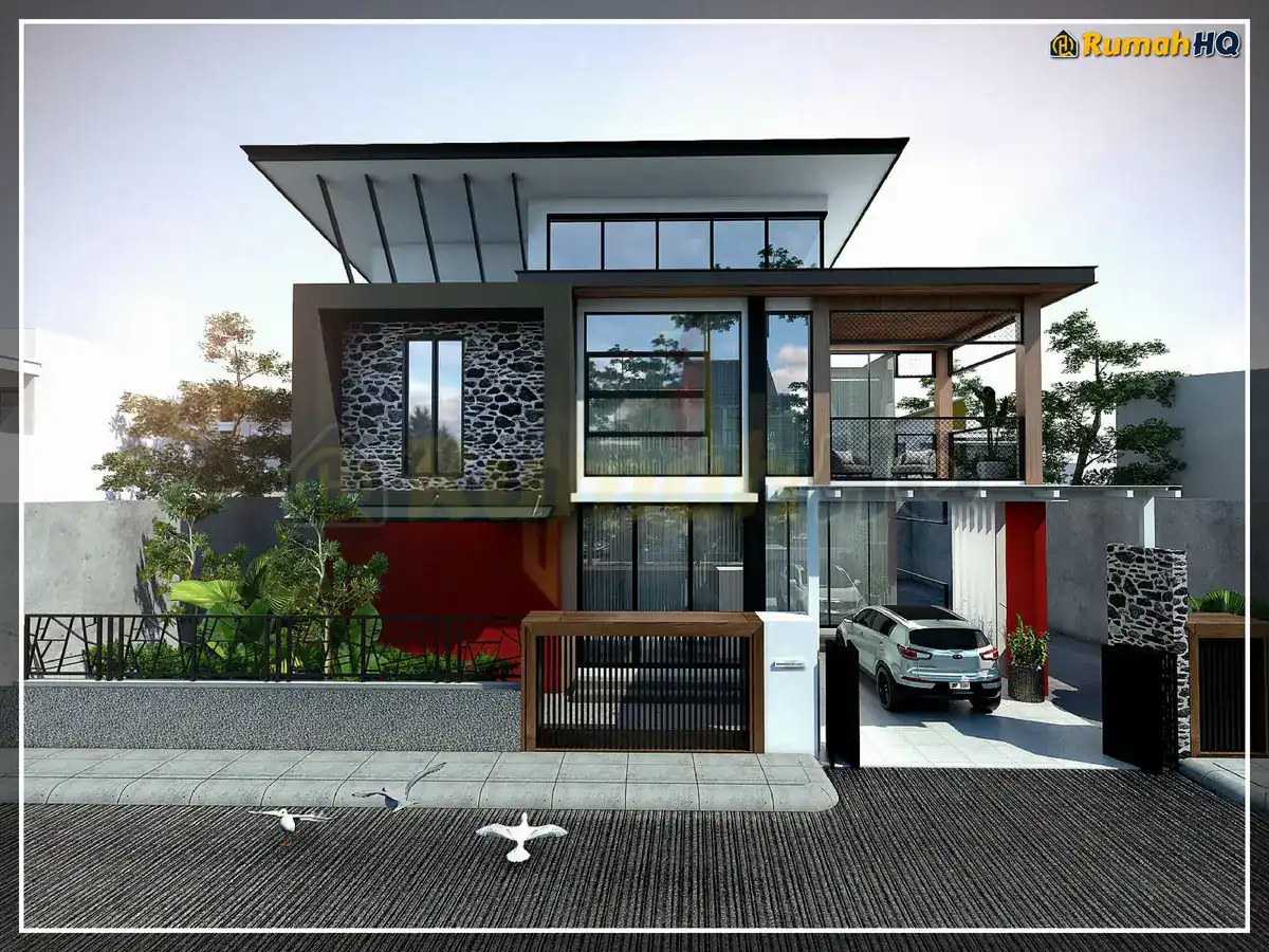 House design RHQ-D1-05, front 3D view — Bungalow · 2 storey · 4 bed · 5 bath