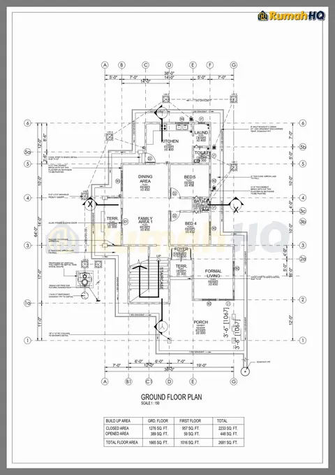 Technical drawing for house RHQ-D1-07, sheet 1 of 17