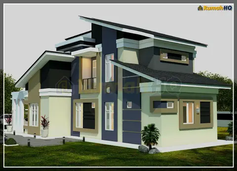 3D view 4 of 5, house RHQ-D1-07 — Bungalow · 2 storey · 5 bed · 5 bath