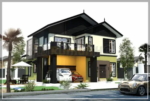 3D view 1 of 5, house RHQ-D1-08 — Bungalow · 2 storey · 5 bed · 4 bath
