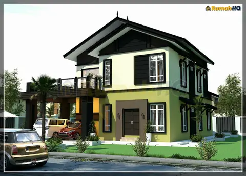 3D view 3 of 5, house RHQ-D1-08 — Bungalow · 2 storey · 5 bed · 4 bath