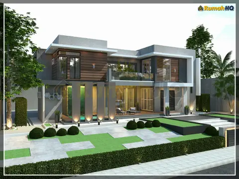 3D view 2 of 3, house RHQ-D1-09 — Bungalow · 2 storey · 4 bed · 5 bath