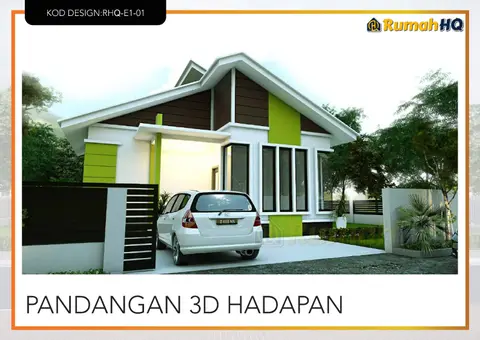 3D view 2 of 5, house RHQ-E1-01 — Bungalow · 1 storey · 3 bed · 3 bath