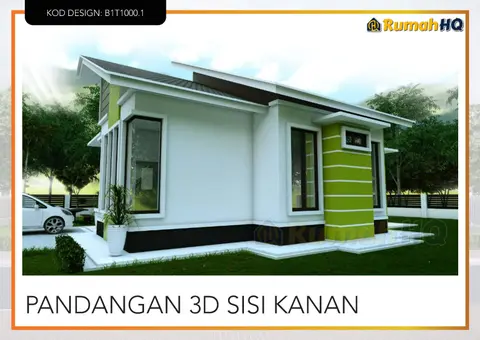 3D view 3 of 5, house RHQ-E1-01 — Bungalow · 1 storey · 3 bed · 3 bath