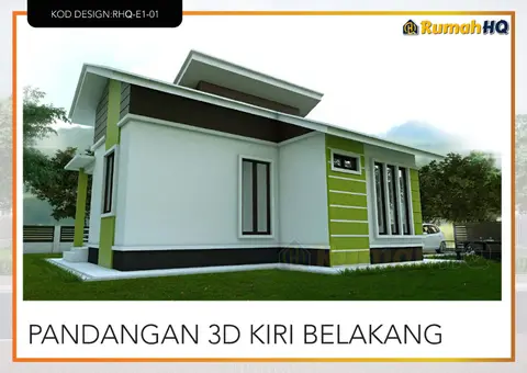 3D view 4 of 5, house RHQ-E1-01 — Bungalow · 1 storey · 3 bed · 3 bath