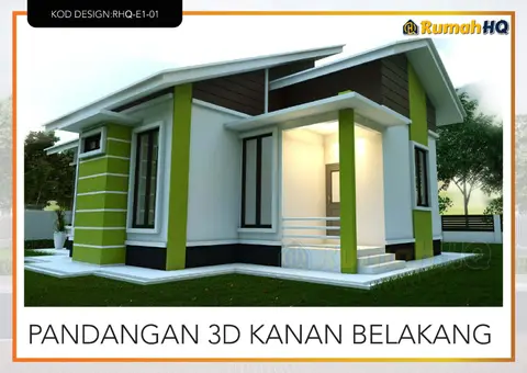 3D view 5 of 5, house RHQ-E1-01 — Bungalow · 1 storey · 3 bed · 3 bath