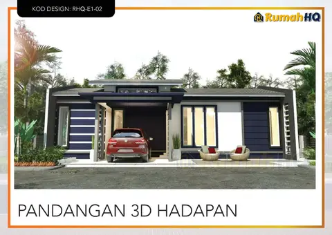 3D view 2 of 5, house RHQ-E1-02 — Bungalow · 1 storey · 3 bed · 2 bath