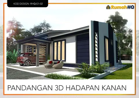 3D view 3 of 5, house RHQ-E1-02 — Bungalow · 1 storey · 3 bed · 2 bath