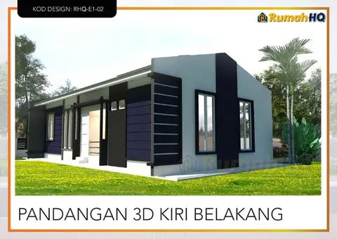 3D view 5 of 5, house RHQ-E1-02 — Bungalow · 1 storey · 3 bed · 2 bath