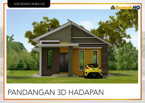 3D view 2 of 5, house RHQ-E1-03 — Bungalow · 1 storey · 3 bed · 2 bath