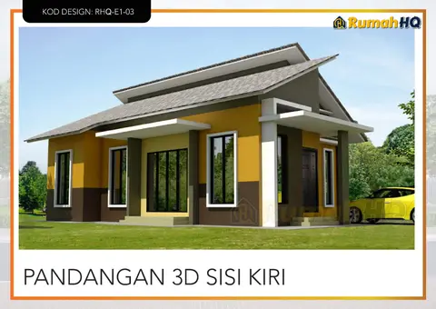 3D view 3 of 5, house RHQ-E1-03 — Bungalow · 1 storey · 3 bed · 2 bath
