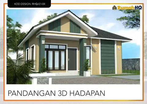 3D view 2 of 5, house RHQ-E1-04 — Bungalow · 1 storey · 3 bed · 2 bath