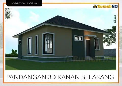3D view 4 of 5, house RHQ-E1-04 — Bungalow · 1 storey · 3 bed · 2 bath