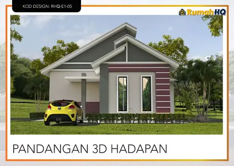 3D view 2 of 5, house RHQ-E1-05 — Bungalow · 1 storey · 3 bed · 2 bath