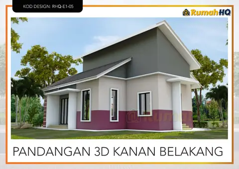 3D view 4 of 5, house RHQ-E1-05 — Bungalow · 1 storey · 3 bed · 2 bath