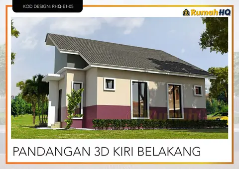 3D view 5 of 5, house RHQ-E1-05 — Bungalow · 1 storey · 3 bed · 2 bath
