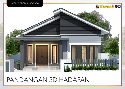 3D view 2 of 5, house RHQ-E1-06 — Bungalow · 1 storey · 3 bed · 2 bath