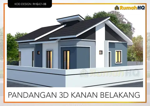 3D view 4 of 5, house RHQ-E1-06 — Bungalow · 1 storey · 3 bed · 2 bath