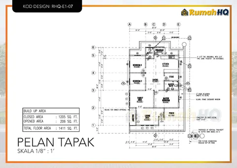 Technical drawing for house RHQ-E1-07, sheet 1 of 13