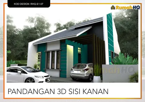3D view 3 of 5, house RHQ-E1-07 — Bungalow · 1 storey · 3 bed · 2 bath