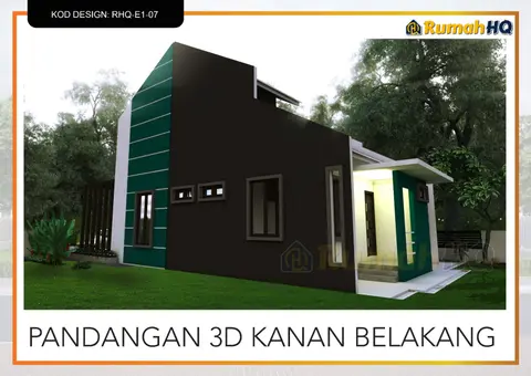 3D view 4 of 5, house RHQ-E1-07 — Bungalow · 1 storey · 3 bed · 2 bath