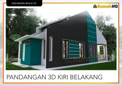 3D view 5 of 5, house RHQ-E1-07 — Bungalow · 1 storey · 3 bed · 2 bath