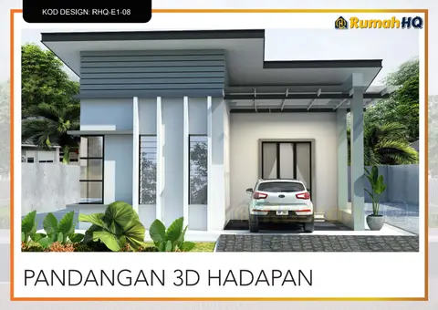 3D view 2 of 5, house RHQ-E1-08 — Bungalow · 1 storey · 4 bed · 2 bath
