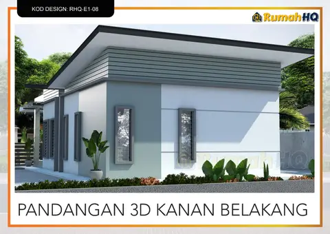 3D view 4 of 5, house RHQ-E1-08 — Bungalow · 1 storey · 4 bed · 2 bath