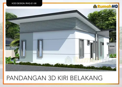 3D view 5 of 5, house RHQ-E1-08 — Bungalow · 1 storey · 4 bed · 2 bath