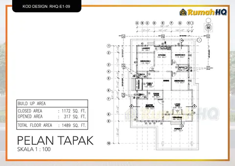 Technical drawing for house RHQ-E1-09, sheet 1 of 13